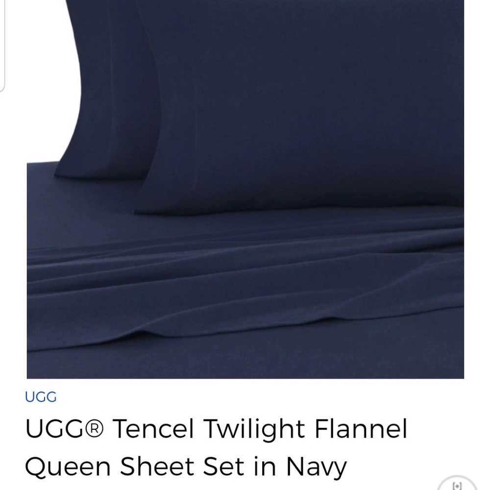 UGG Tencel Twilight Flannel Queen Sheet Set Navy
